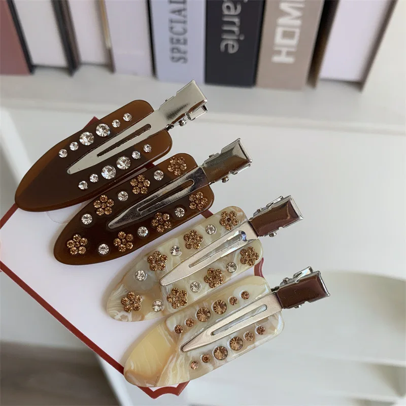 Creative Personality Crystal Brown Color Marble Design Hairpin Hair Clip for Women Girl Cute 2024 NEW Autumn Winter Jewelry