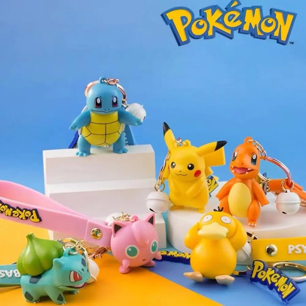 

Genuine Pokemon Key Chian Cute Pikachu Keychain Pokmon Figure Animr Keychain Squirtle Psyduck Backpack Pendant Model Friend Gift