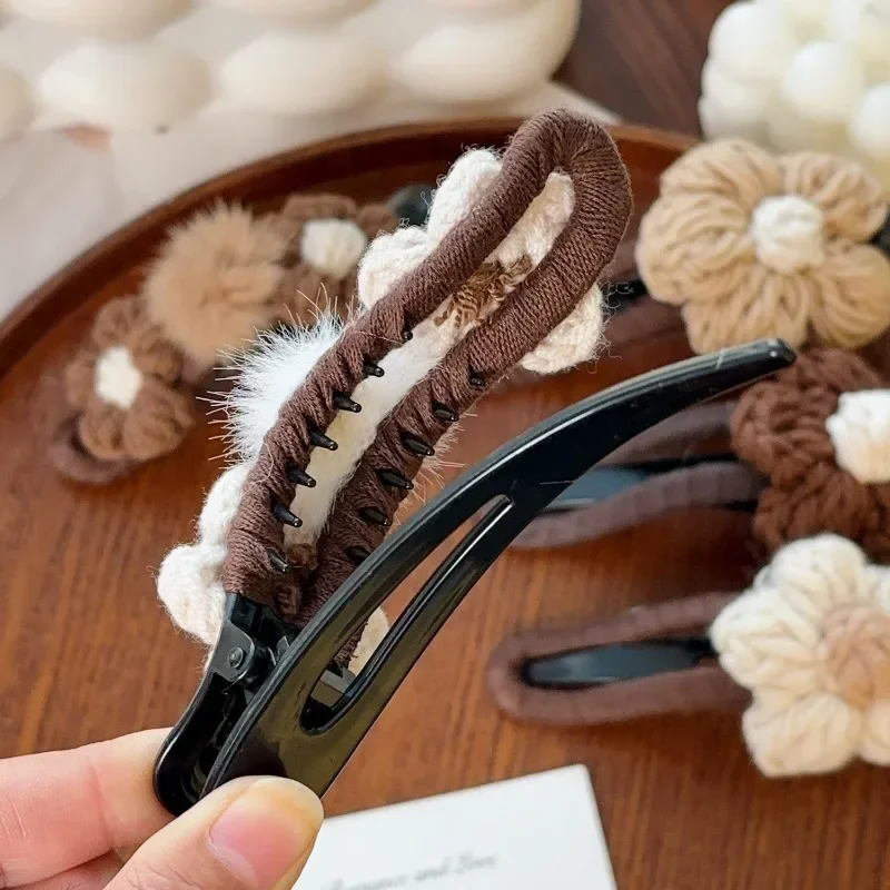 Женские тканые заколки для волос с цветком в стиле ретро боковые плетеные уткой