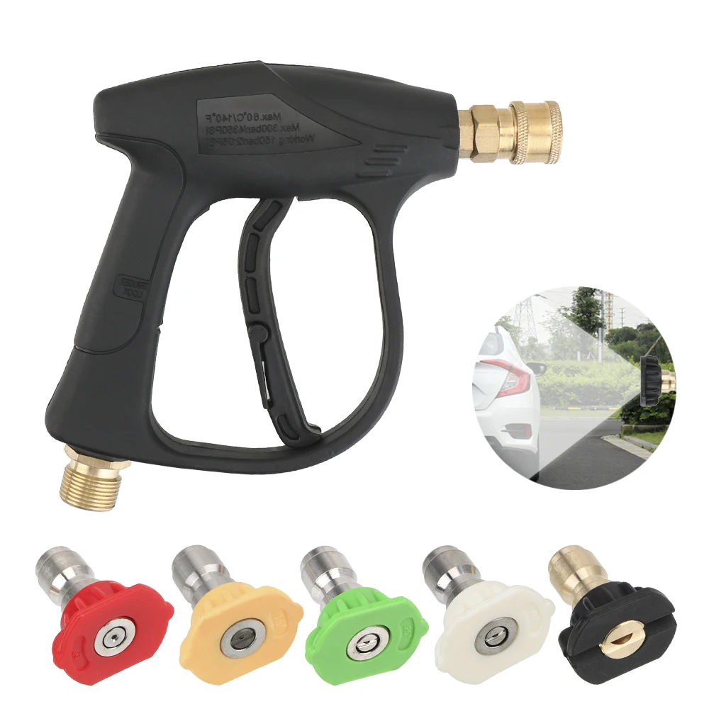 

With 5pcs Soap Spray Nozzles Car Part Washer Auto High Pressure Water Tool 14mm M22 Socket 1/4" Quick Release Snow Foam Gun