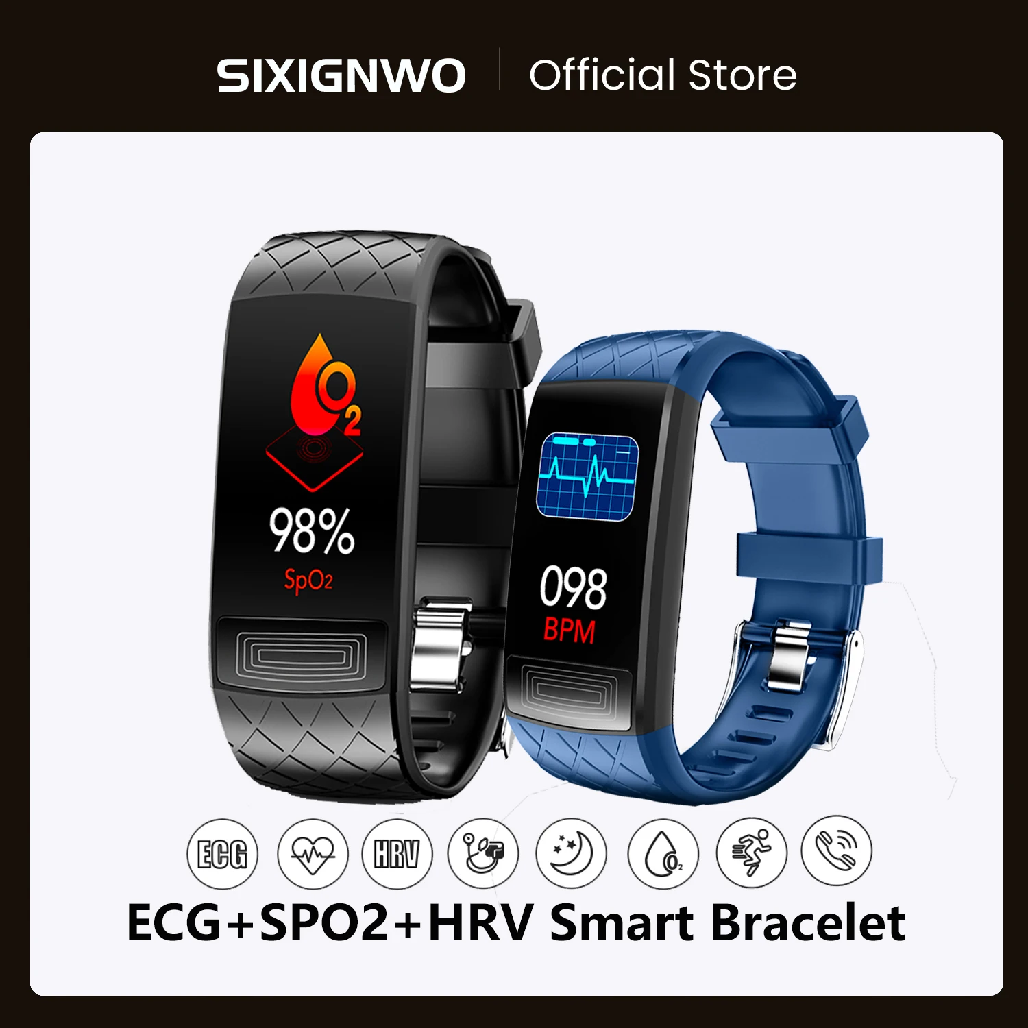 

SIXIGNWO ECG Smart Bracelet Fitness Heart Rate Blood Pressure Monitor Smart Band Wristband IP67 Waterproof Men Women Smartwatch