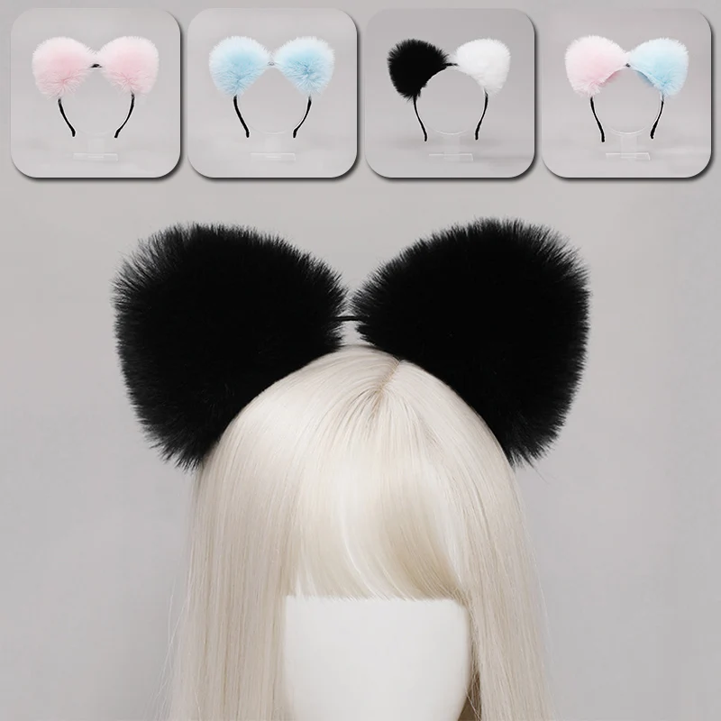 Ободок для волос с кошачьими ушками из искусственного меха |