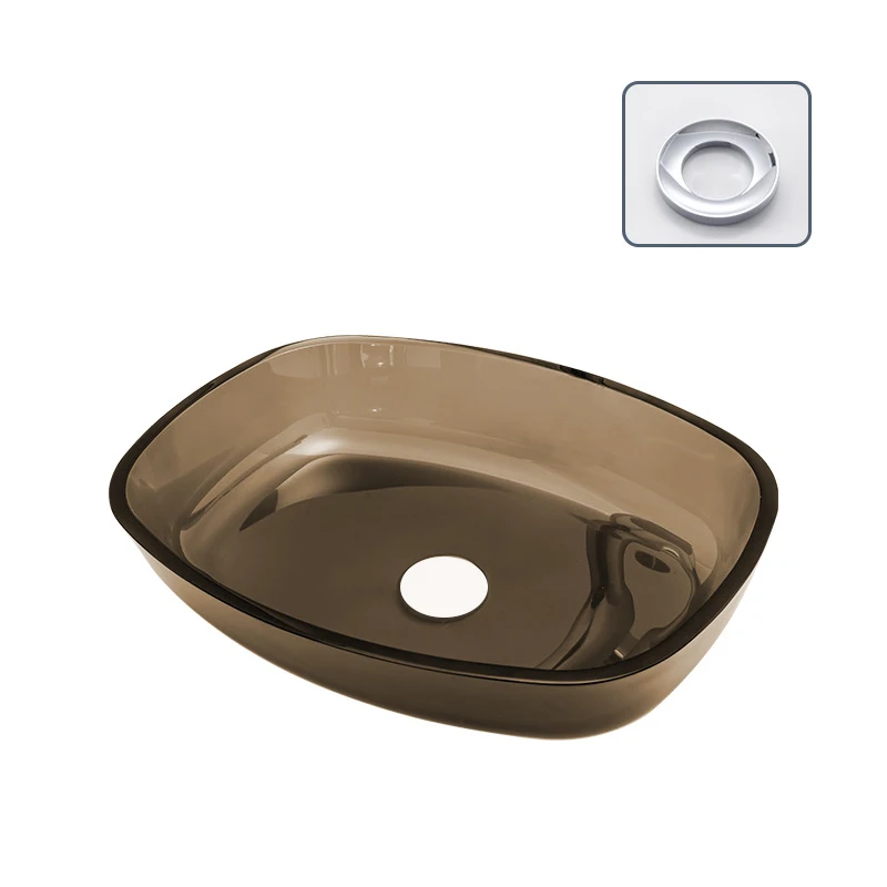 

Прозрачная синяя прямоугольная стеклянная раковина