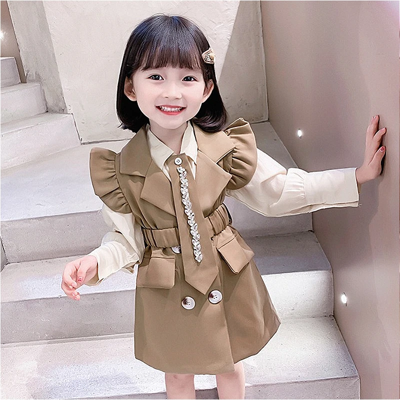 

2023 New Spring Autumn Girls Suit Sets Dress + Blouse Kids Clothing for Girls Fashion Casual Style Toddler Girls Clothes Outfit