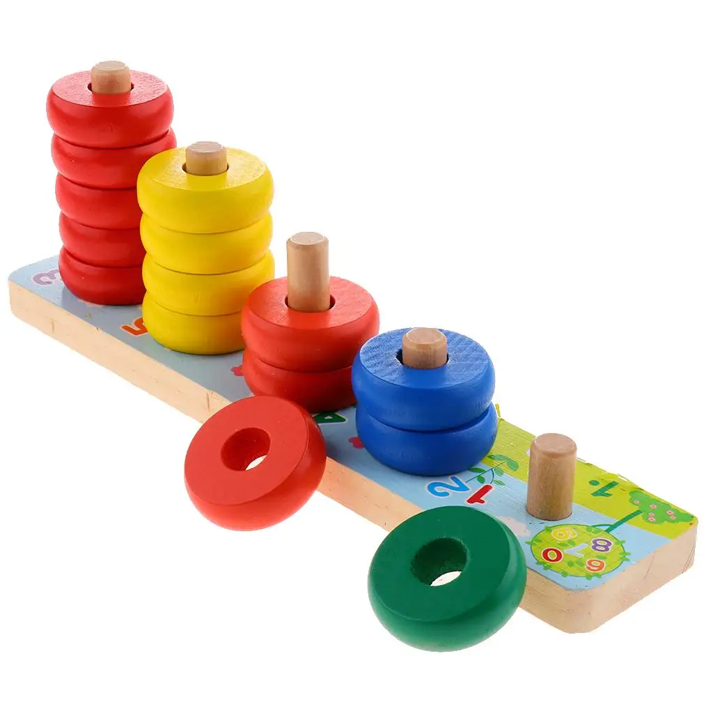 

Wooden Toys Colorful Rainbow Rounds Calculate Rings Math Toys Early Larning Gift