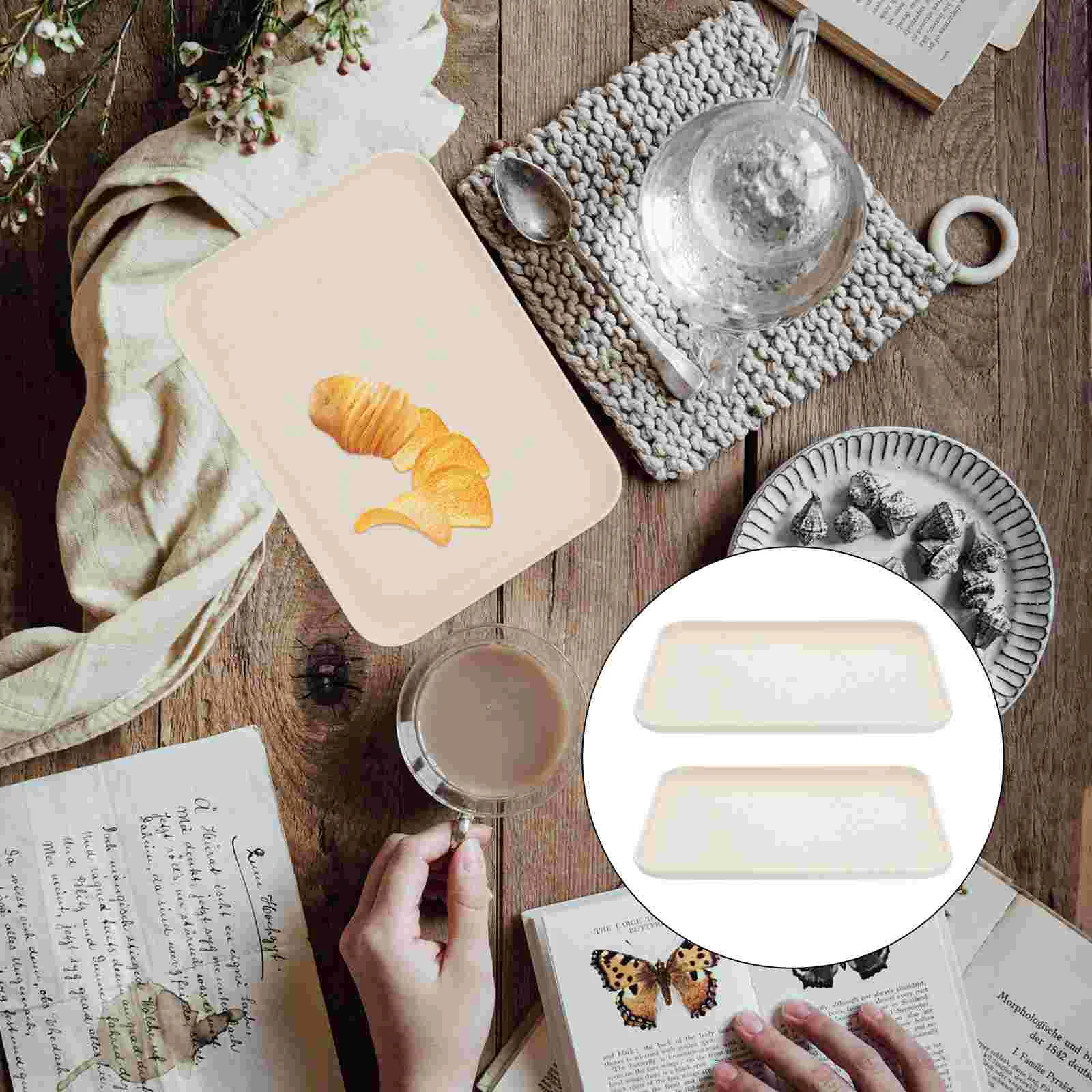 

2Pcs Simple Plastic Household Service Plates Fruits Dessert Plates Dinner Trays