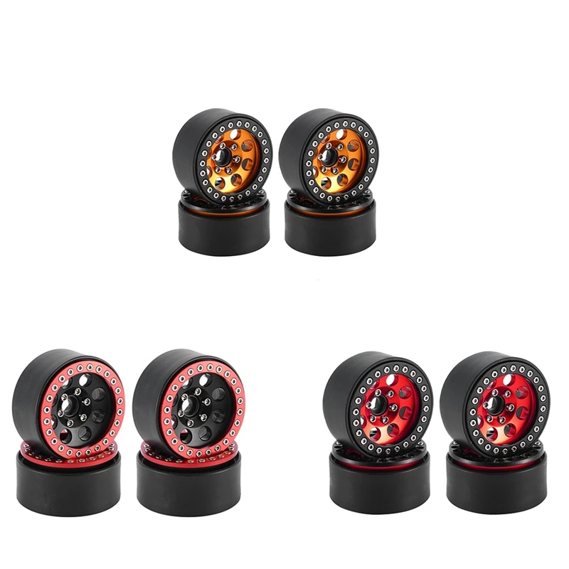 

4PCS 1.9 Metal Beadlock 8 Round Hole Wheel Hub Rim For 1/10 RC Crawler Axial SCX10 90046 AXI03007 Traxxas TRX4 Redcat