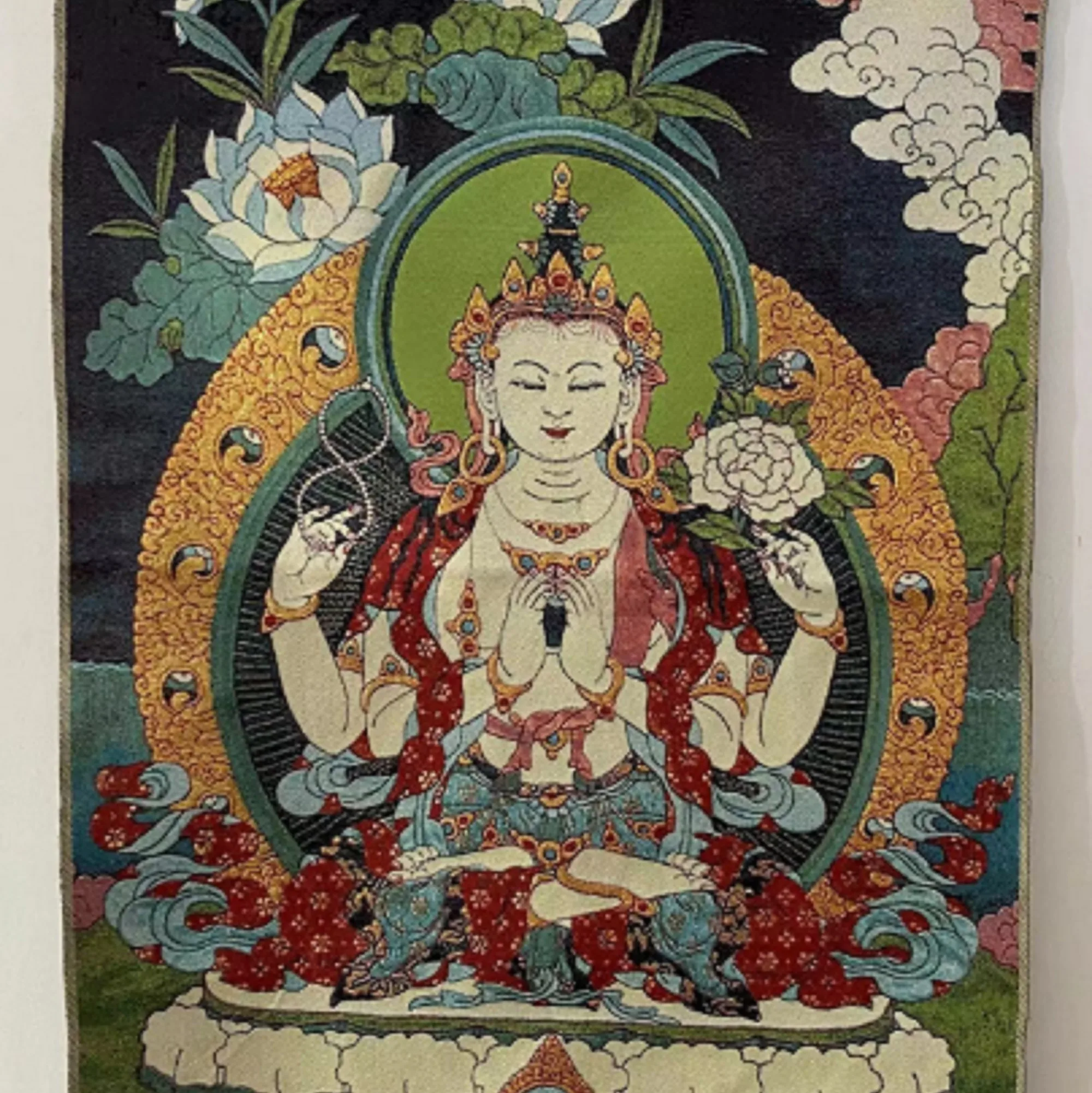 

Tibetan handmade brocade Buddha paintings Thangka cloth paintings, hanging paintings collection