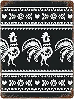 

Polish Monochrome Folk Art Iron Sign Vintage Metal Painting Hanging Poster Printed Picture for Home Wall Bar Decor