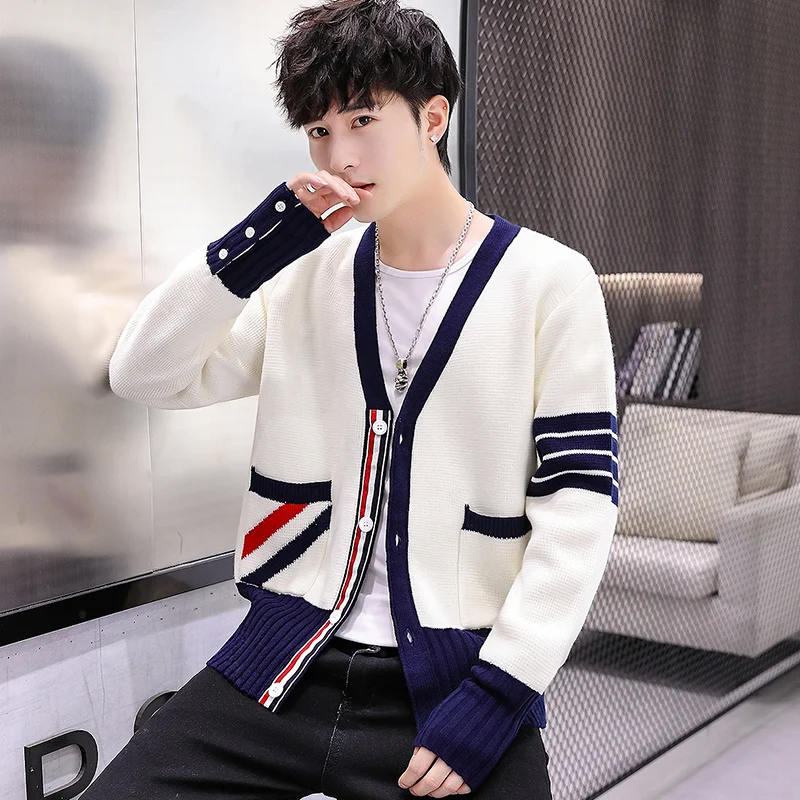 

Korean Trendy Knitted Cardigan Men Thickened Cold Resistant Comfy Winter Buttons Solid Knitted Sweater Men Cardigans Knitwear