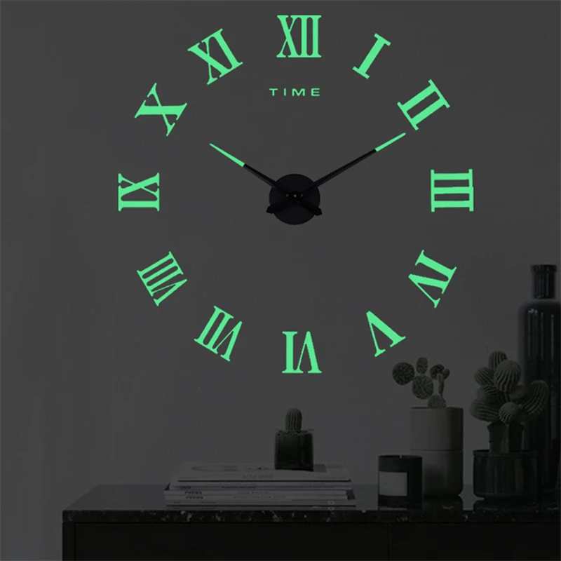 

3D Punch-free Luminous Wall Clock Fluorescent In The Dark Home Decor Wall Decoration Self-adhesive Wall Clock Digital Clock