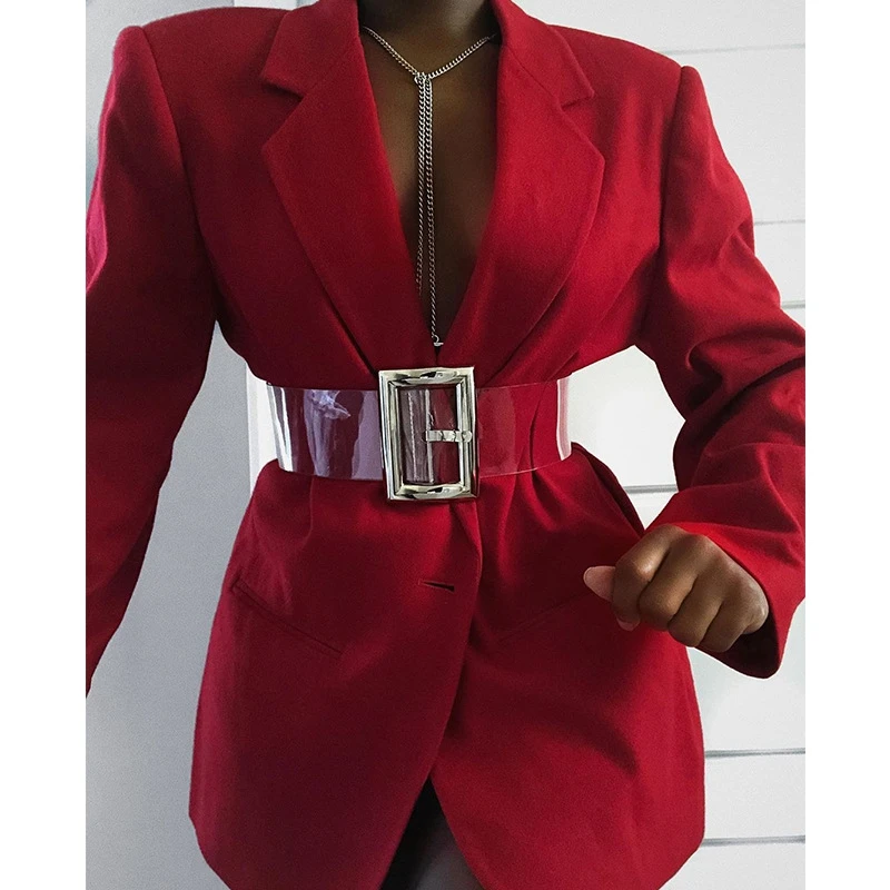 Women's Autumn Fashion New Long Sleeve with Belt 2022 Fall Women's Long Sleeve Hollow Slim Elegant Casual Long Chic Blazer