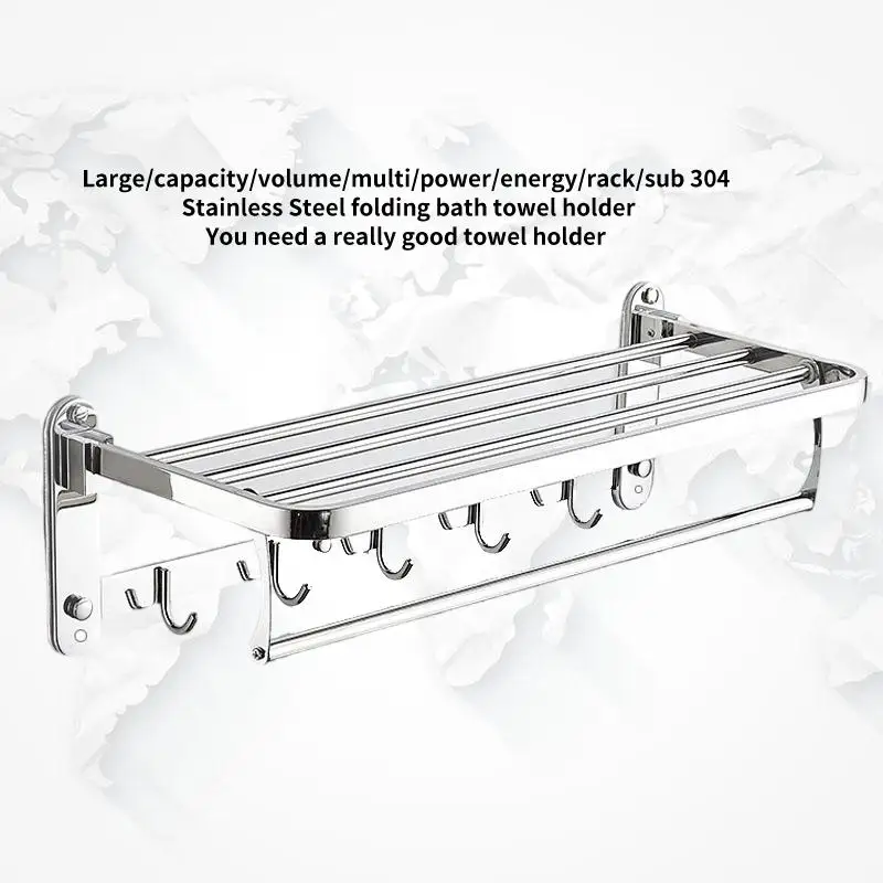 

Premium 304 Stainless Steel Wall-Mounted Bathroom Storage Rack - The Ultimate Towel Rack Solution for Your Home
