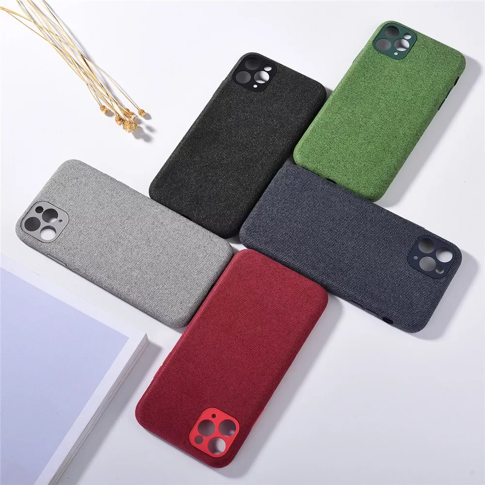 

Luxury Plush Canvas Soft Back Cover For iPhone XS 12 11 Pro MAX Case Cotton Linen Cloth Phone Cases For iPhone 12 Mini Max Coque