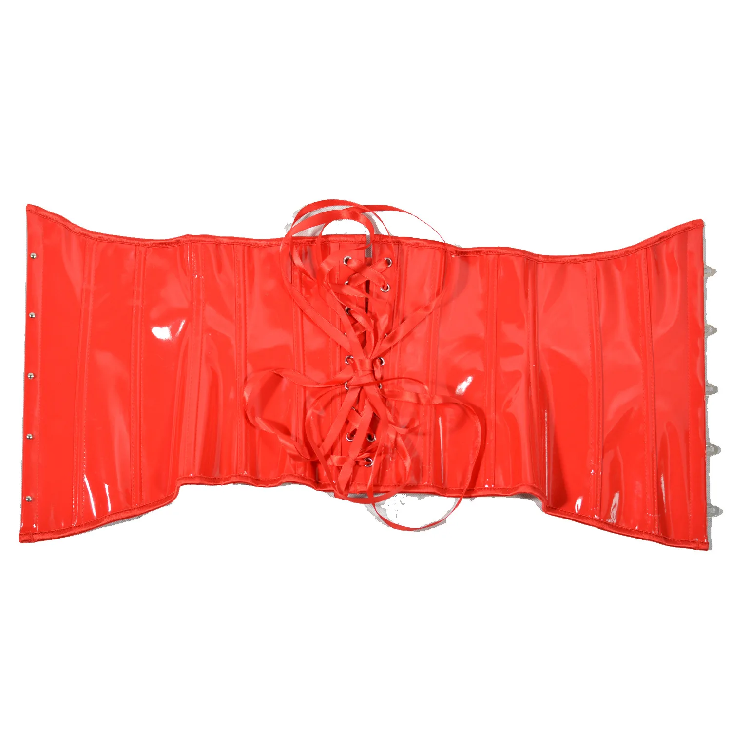 Shinny Mirror PU Leather Corset Underbust Bustier Top Fish Boned Slimming Gothic Gorset Outwear Sexy Red Corselet Korsett Corse