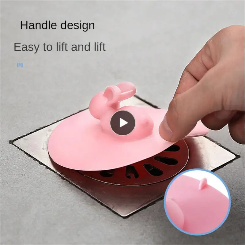 

Sink Strainer Odor-proof Floor Drain Cover Cartoon Rabbit Deodorant Toilet Sealing Cover Anti-clogging Sewer Deodorant Cover