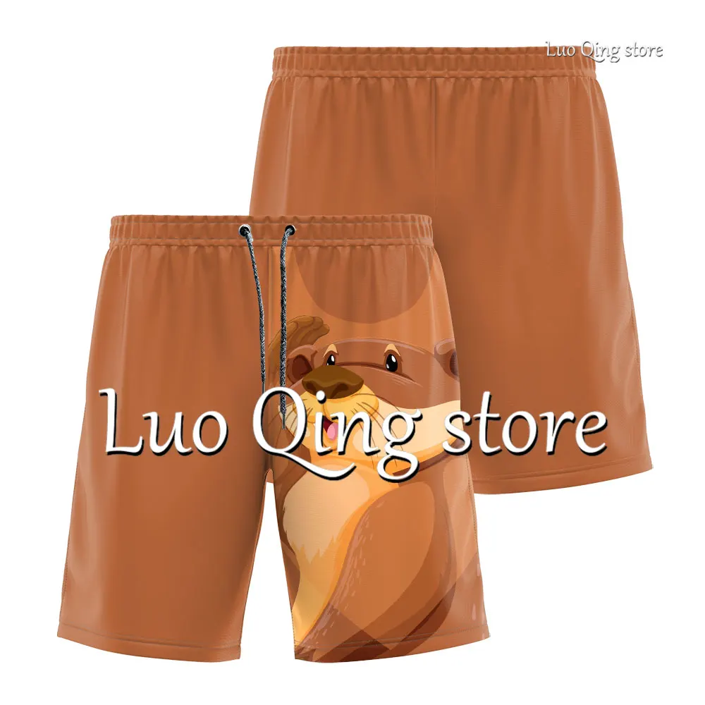 

Summer Men's Shorts Outdoor Sports Cute Animal Pattern Loose Bottom Fashion New Adjustable Breathable Brown Pants Hot Selling