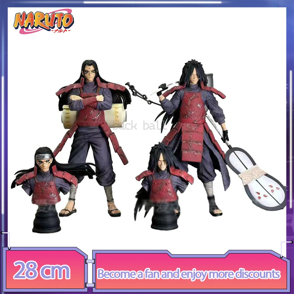 

28cm Naruto Shippuden Anime Figure Madara Uchiha Senju Hashirama Bust Figurine Statue Model Doll Figures Collection Toy Gift