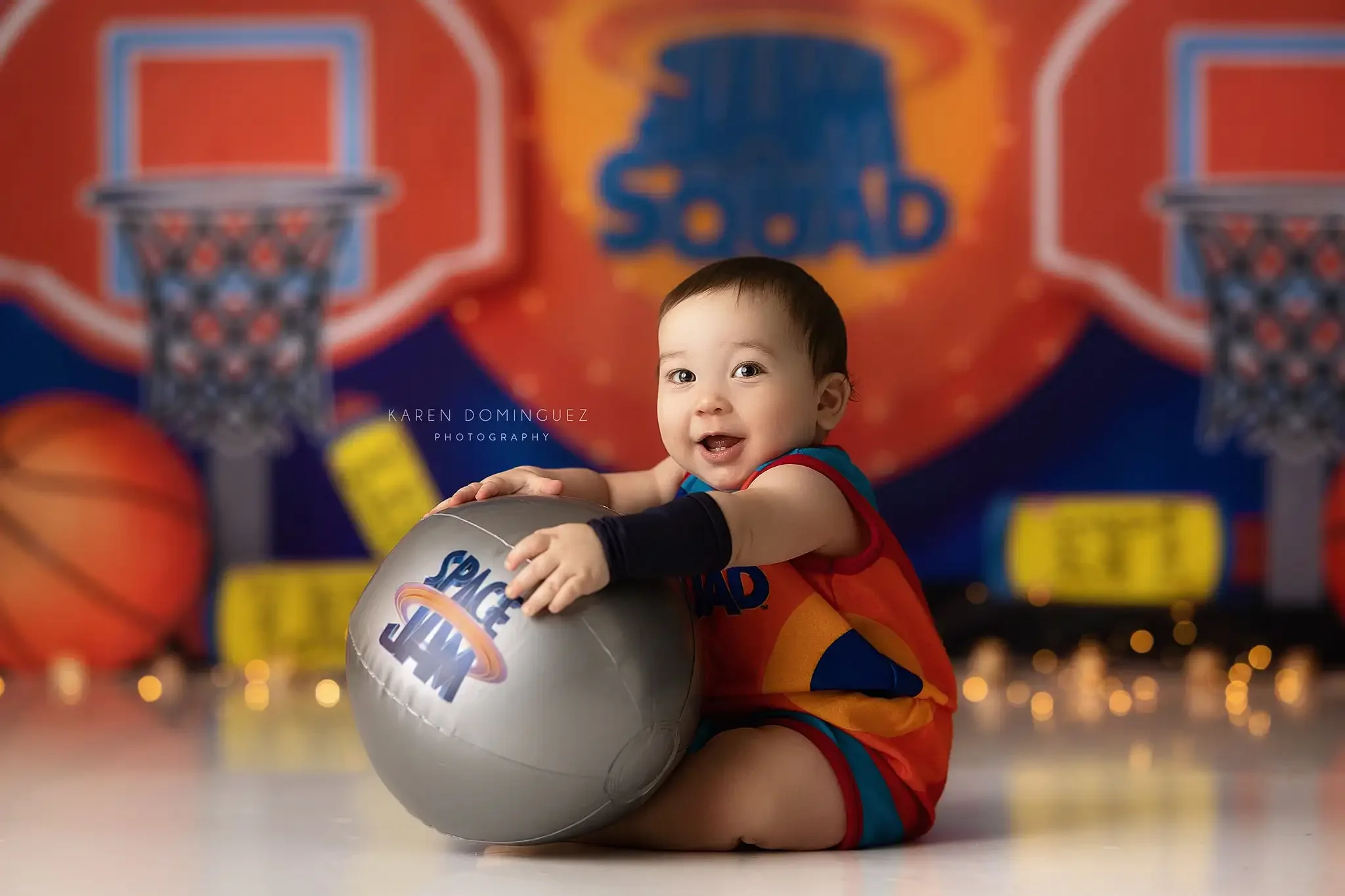 Фон для фотосъемки с изображением баскетбольных мячей