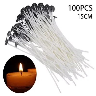 

100Pcs/Set Low-Smoke Candle Wicks Cotton Core Waxed Wick 8/10/12/16/20Cm Cotton Core Diy Candle Making Pre-Waxed Wicks
