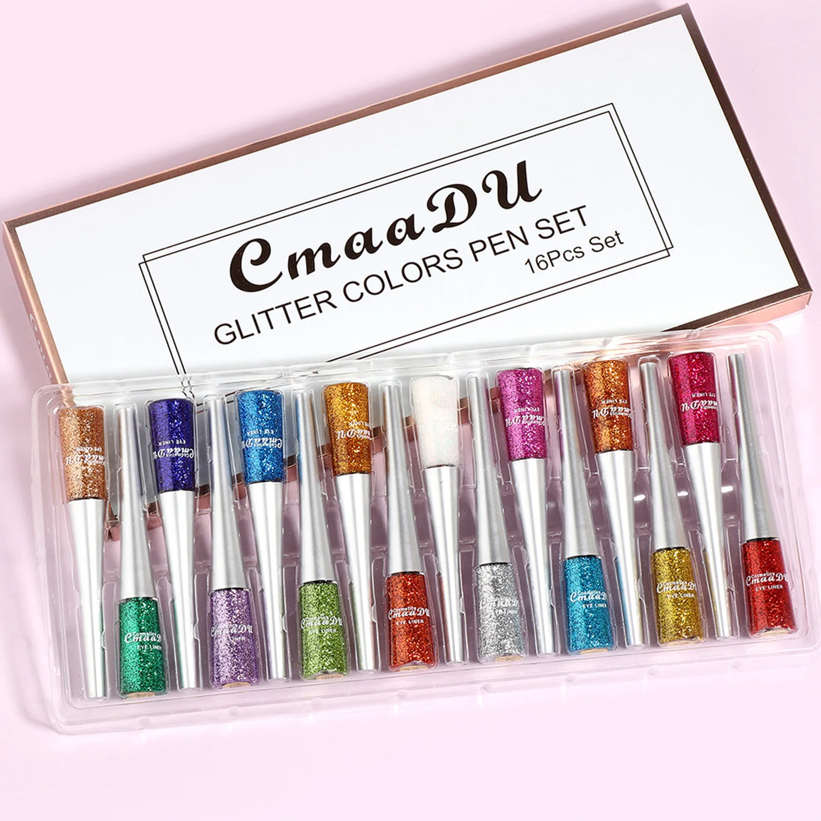 

16 Pcs Glitter Liquid Eyeliner Waterproof Eye Liner Colored Eyeliners Set With 16 Colors Sparkling And Long-Lasting Eye Makeup