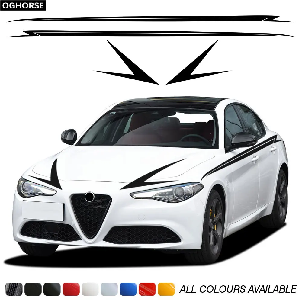 

Автомобильный Стайлинг, боковые талии, наклейки, дверные декоративные виниловые наклейки на крышку капота, наклейки для Альфа-Джулия, внешн...