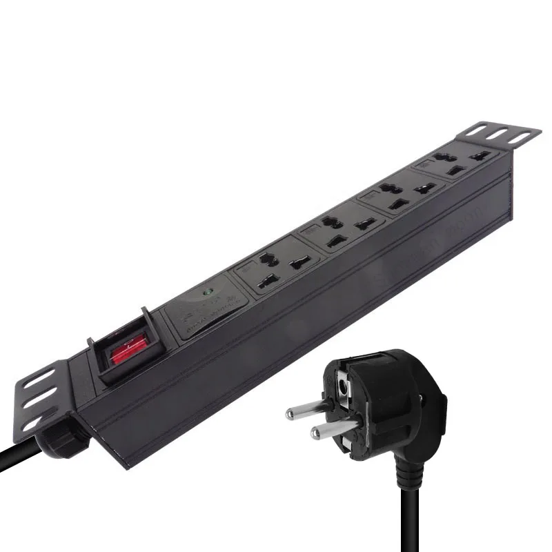 

Power Strip 1U 4 Unit PDU Network Cabinet Rack Aluminum alloy Lightning protection module Universal Socket 16A 3500W