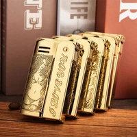 imco 6800 original kerosene lighter creative retro brass carving pattern windproof cigarette accessories smoking gift for men
