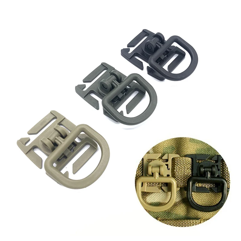 

2Pcs Plastic Tactical 360 Degree Rotation D-Ring Buckle for Molle Webbing Locking Carabiner Backpack Webbing Attachment