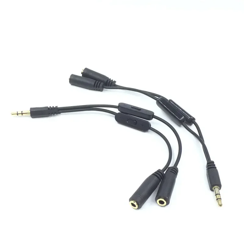 

3.5 Jack Splitter Male To 2 Female Jack 3.5mm Stereo Audio Cable Y Splitter Adapter Volume Control Headphone Phone AUX Cable