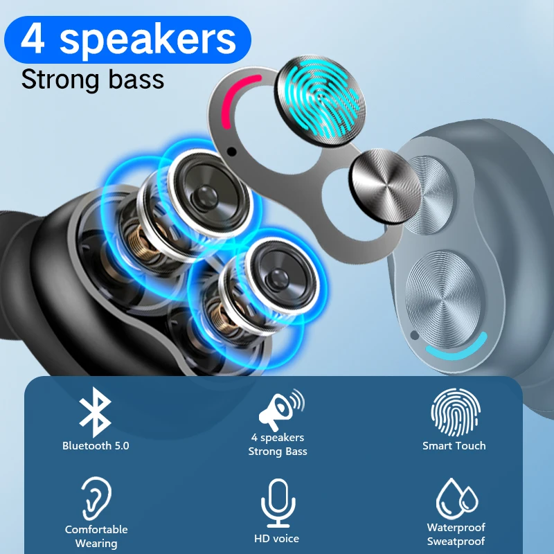 TWS-наушники с поддержкой Bluetooth V5.0 4 динамика двойной привод |