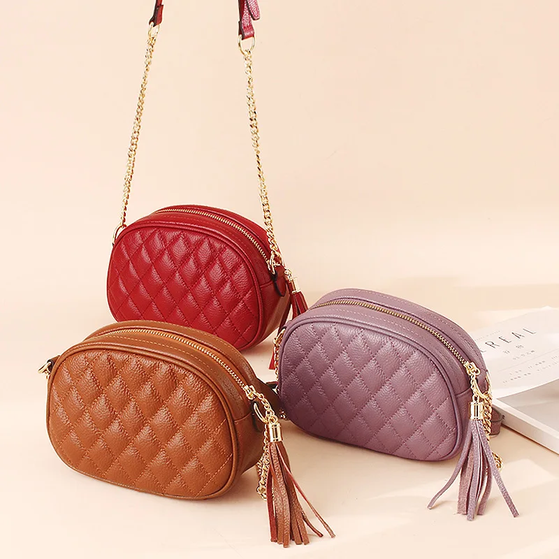 

Модные сумки через плечо с кисточками и цепочками, простые чехлы из натуральной кожи, сумки, подарки