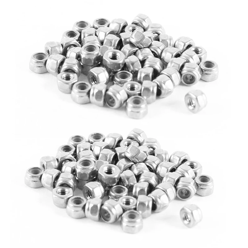 

100 Pcs 304Hc Stainless Steel Hardware Hex Locknut M2 A2-70