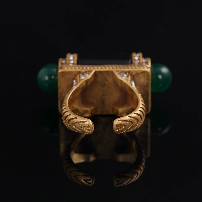 Фото Открытое кольцо Artisan-Crafted Vintage Galaxy из натурального камня — вневременные небесные украшения для жирного стиля №1