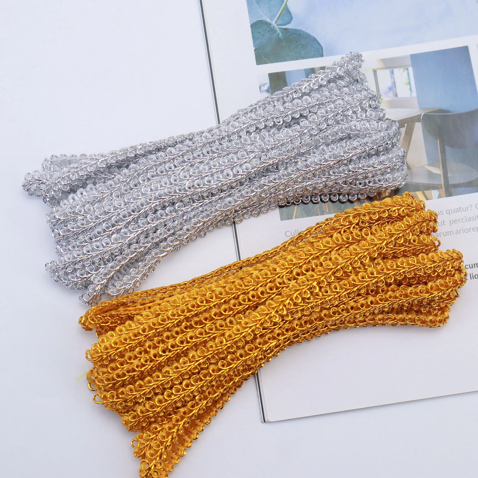 Оплетка Gimp 5 ярдов Золотая/Серебристая оплетка отделка для шитья поделки сделай