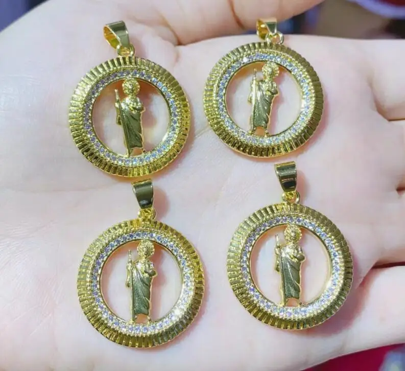 

Цепочка с большим золотым крестом и кулоном «Дева Мария и Иисус», 1 шт.