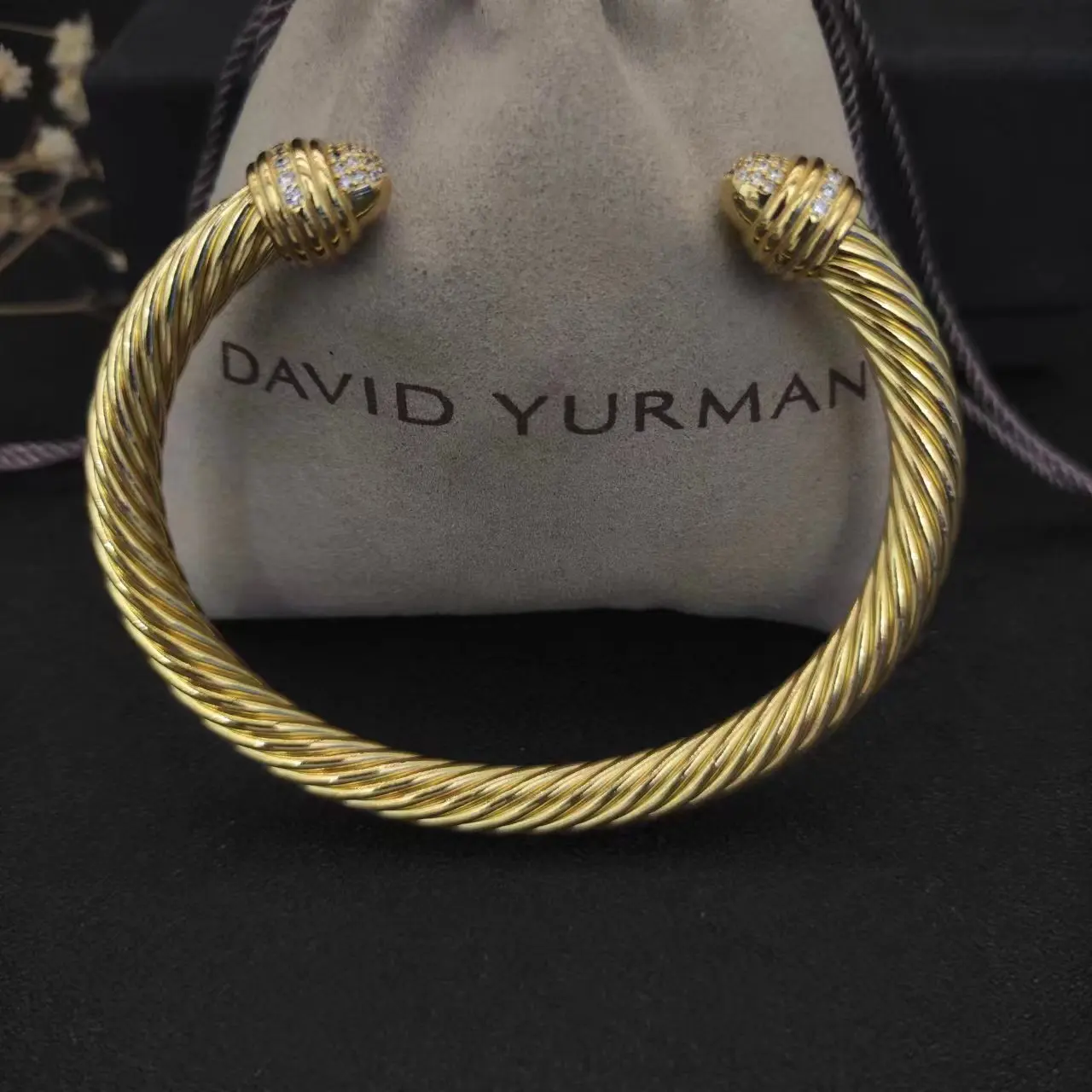 David Yurman 5MM 7MM Round Head Color Separation Bracelet Buckle in Sterling Silver with 18K Rose Gold PLATED