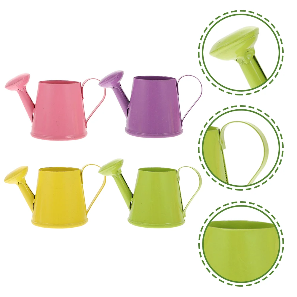

4 Pcs Miniature Dollhouse Watering Can Small Flower Kettle Metal Sprayer 8.5x4.7cm Iron Child