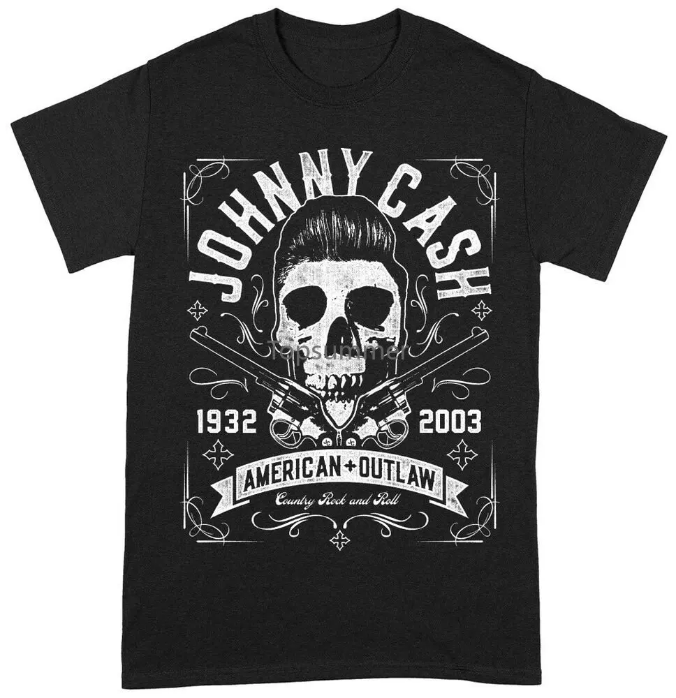 

Johnny Cash American Outlaw Skull Black T-Shirt -