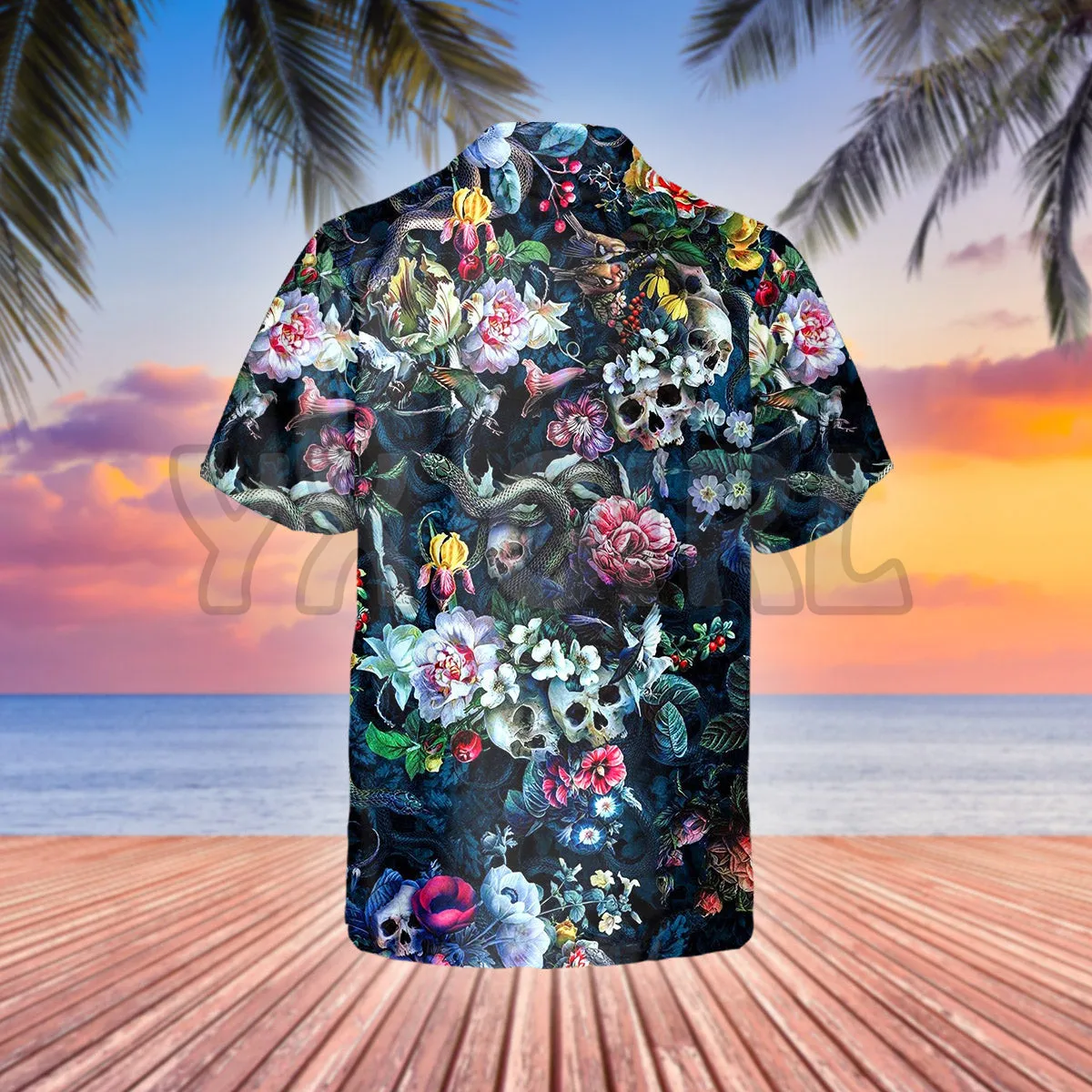 Floral Skull And Snakes 3D All Over Printed Hawaiian Shirt Men's For Women's Harajuku Casual Shirt Unisex