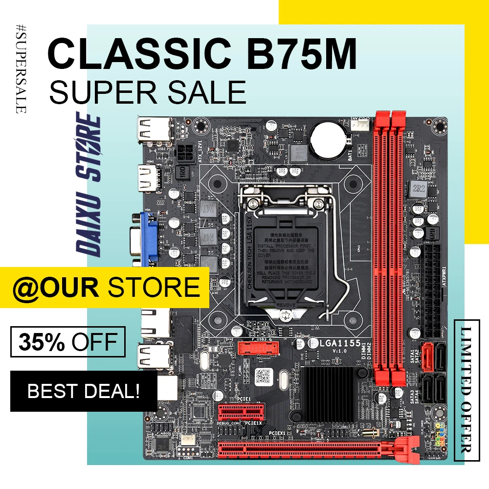 

DAIXU B75M desktop motherboard B75 LGA1155 for i3 i5 i7 CPU support ddr3 memory up 16GB