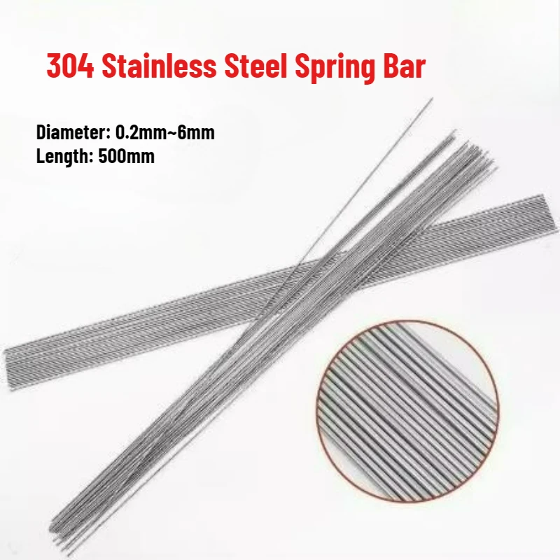 

6-40 шт. пружинный стержень из нержавеющей стали 304 0,2/0,3/0,4/0,5/0,6/0,7/0,8/0,9/1,0/1,1/1,2/1,3/1,4 ~ 6 мм, эластичная стальная проволока, длина 500 мм