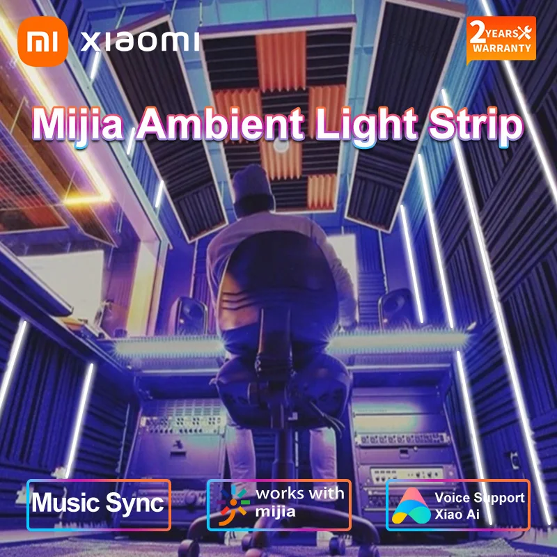

Светодиодная лента Xiaomi RGB, гибкая лампа с изменением цвета и синхронизацией музыки, подсветка для телевизора, рабочего стола, работает с при...