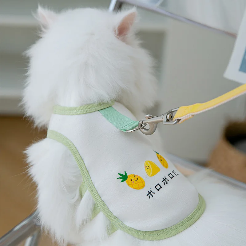 

Cute Summer Cat Clothes Pineapple Breathable Can Pull Two-legged Vest Kittens Into Cats Summer Pet Clothes Kitten Accessories