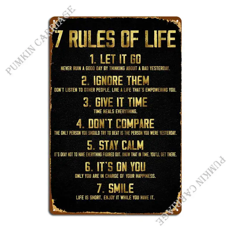 

Rules Of Life Metal Sign Cinema Garage Decoration Wall Mural Tin Sign Poster