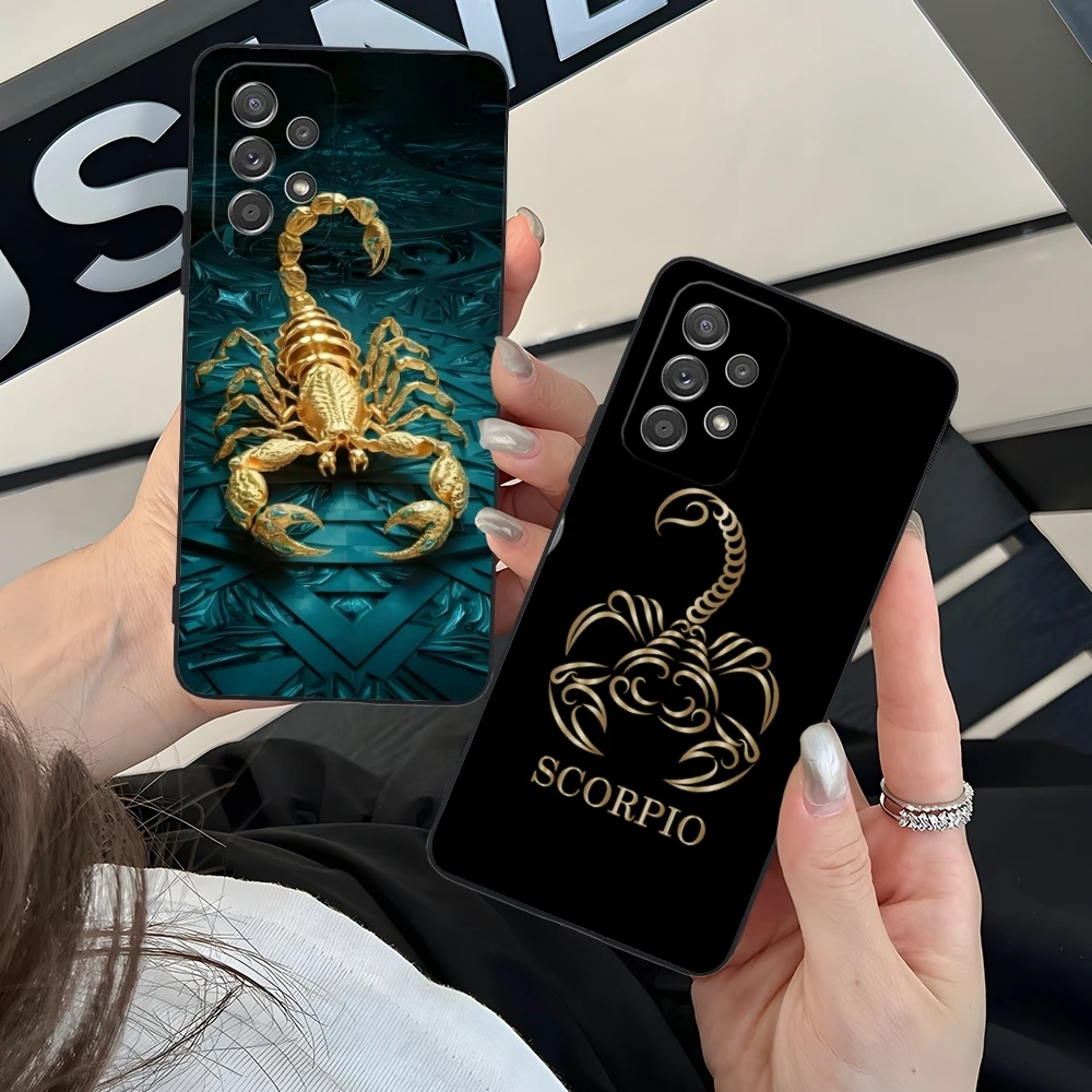 Colored Golden Scorpio Mobile Cell Phone Case for Samsung Galaxy A73 72 71 70 55 54 53 52 35 34 32 23 14 13 5G Black Cover Shell