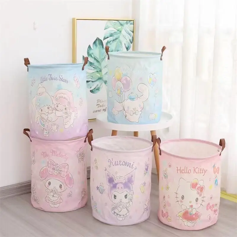 

Hello Kitty Foldable Laundry Basket Sanrio Cinnamoroll Creative Waterproof Laundry Bucket Large Capacity Toy Storage Bucket