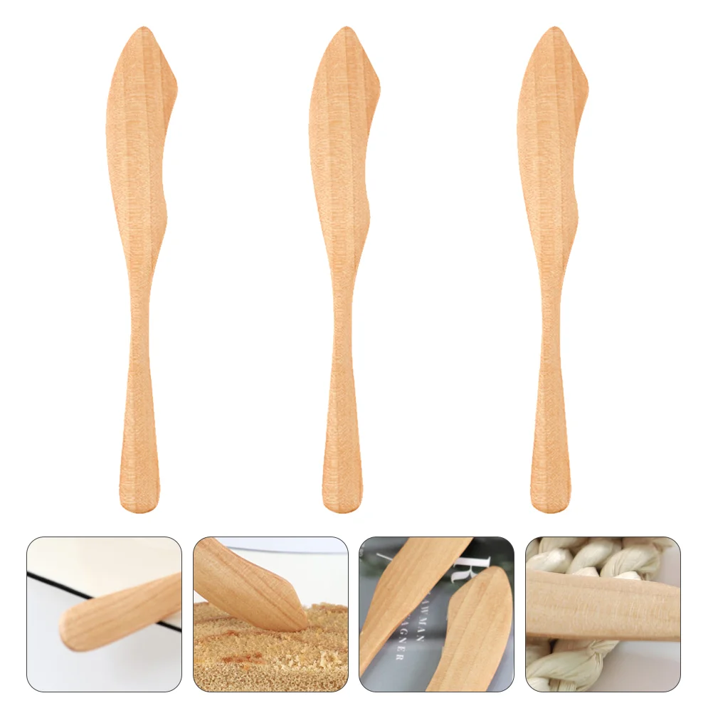 

3Pcs Wooden Kitchen Baking Spreader Cream Butter Spatula Home Durable Cooker