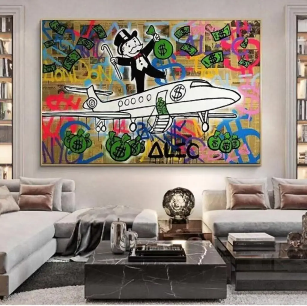 

Alec Monopoly Canvas Painting Graffiti Millionaire Money Street Art Posters and Prints for Living Room Home