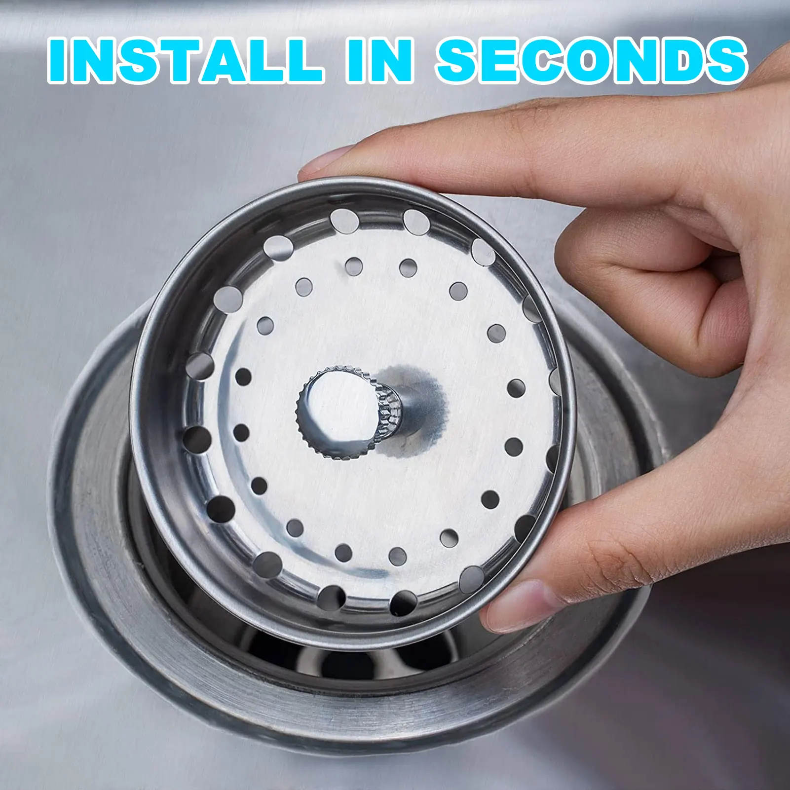 

2Pcs Kitchen Sink Strainers Stainless Steel Drain Sink Filter Durable Sink Filter With Stopper Anti-clogging Sink Drain Strainer